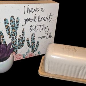 Cactus and Leopard Print Decor Butter Dish And Magbet